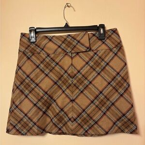 Laundry By Shelli Segal Tan Plaid Mini Skirt